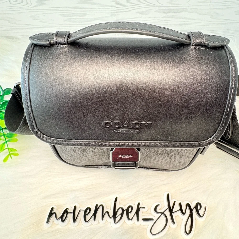 Coach Racer Gunmetal/Charcoal/Black Crossbody Bag - Picture 10 of 15